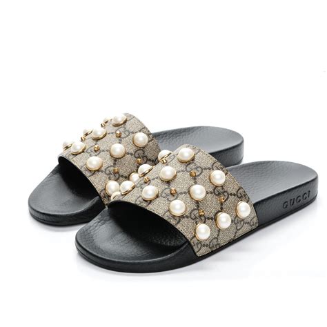 gucci slide sandals pearl